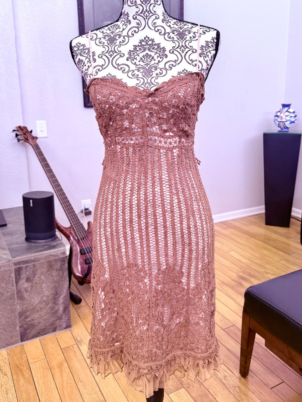 Y2K Betsy Johnson Vintage Crochet Lace Midi Dress